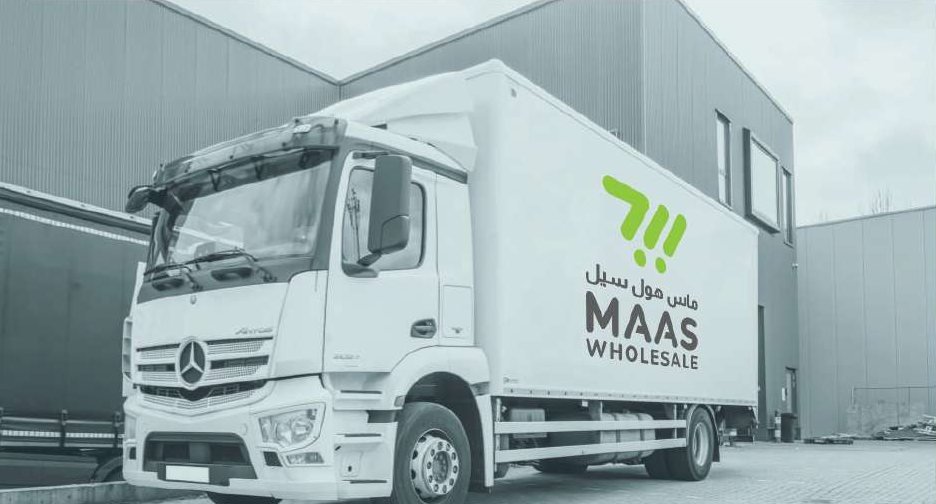Delivery truck at a logistics warehouse
